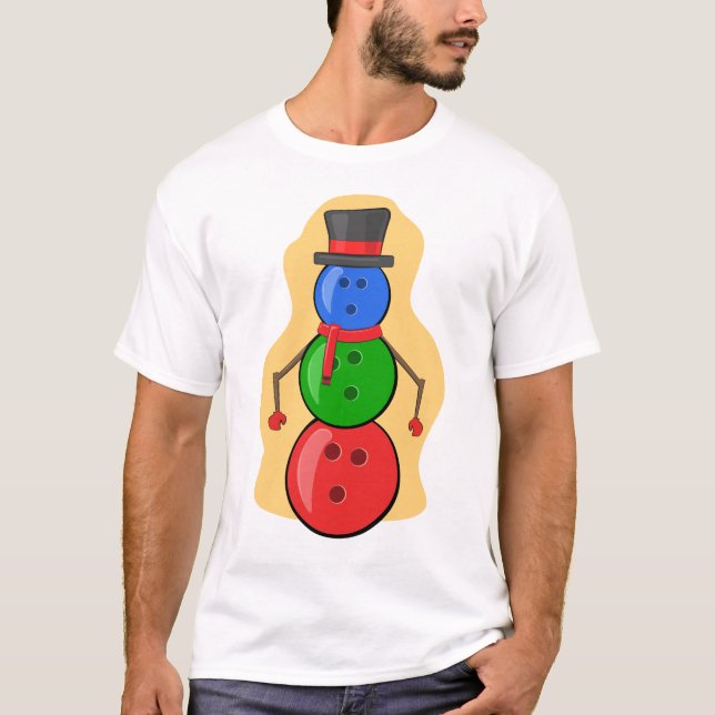 Funny Christmas Bowling Snowman T-Shirt (Vorderseite)