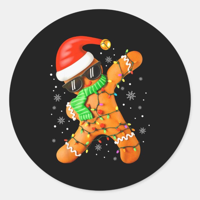 Funny Christmas Boys Kids Dabbing Gingerbread Xmas Runder Aufkleber (Vorderseite)