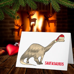 Funny Christmas Brontosaurus Santa Dinosaur Slogan Karte