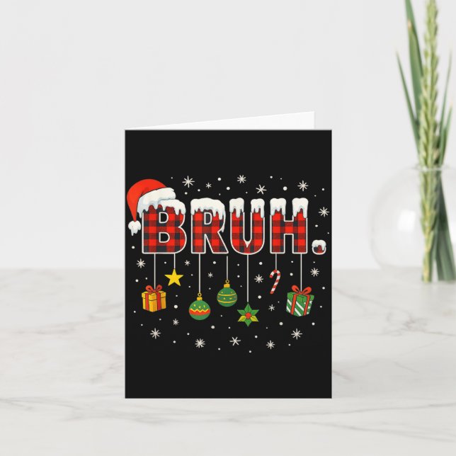 Funny Christmas Bruh Plaid Teens Boys Kids Xmas Pa Karte (Vorderseite)