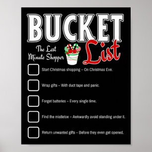 Funny Christmas Bucket List Design Xmas Holiday Hu Poster