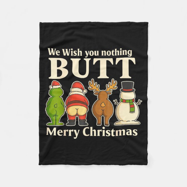 Funny Christmas Butt - We Wish You Merry Xmas  Fleecedecke (Vorderseite)
