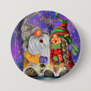 Funny Christmas Button Geschenk Happy Gnomes singe