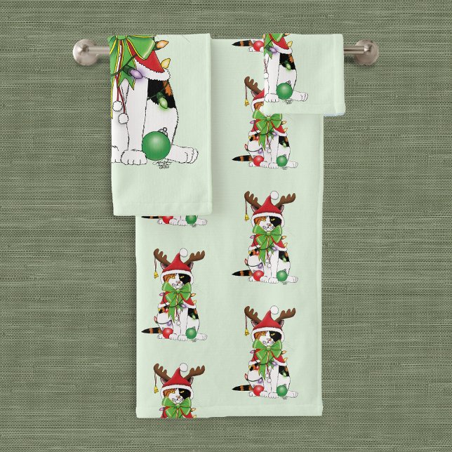 Funny Christmas Calico Cat Badhandtuch Set (Von Creator hochgeladen)