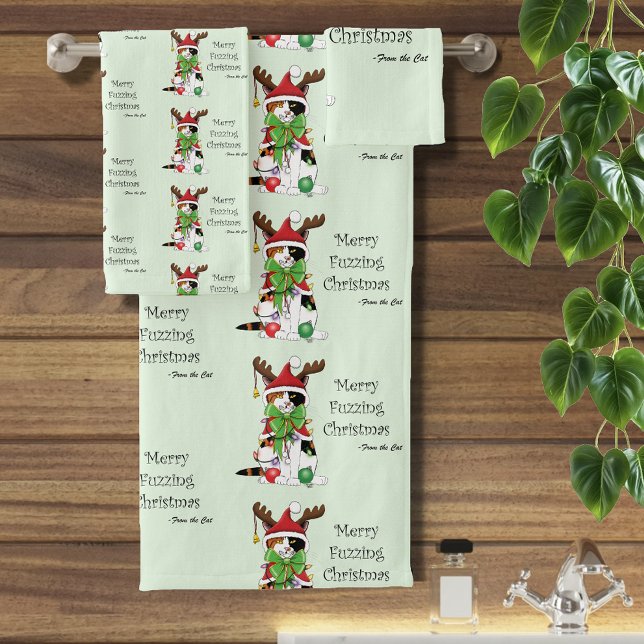 Funny Christmas Calico Cat Badhandtuch Set (Von Creator hochgeladen)