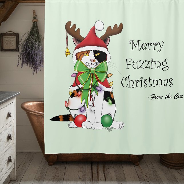 Funny Christmas Calico Cat Duschvorhang (Von Creator hochgeladen)