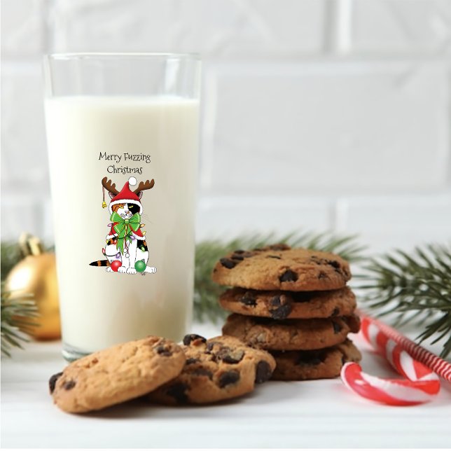 Funny Christmas Calico Cat Glas (Von Creator hochgeladen)