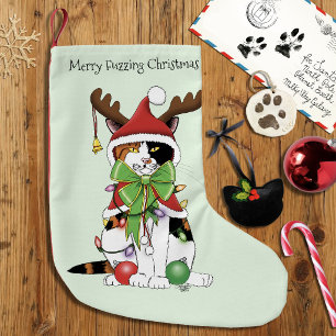 Funny Christmas Calico Cat Kleiner Weihnachtsstrumpf