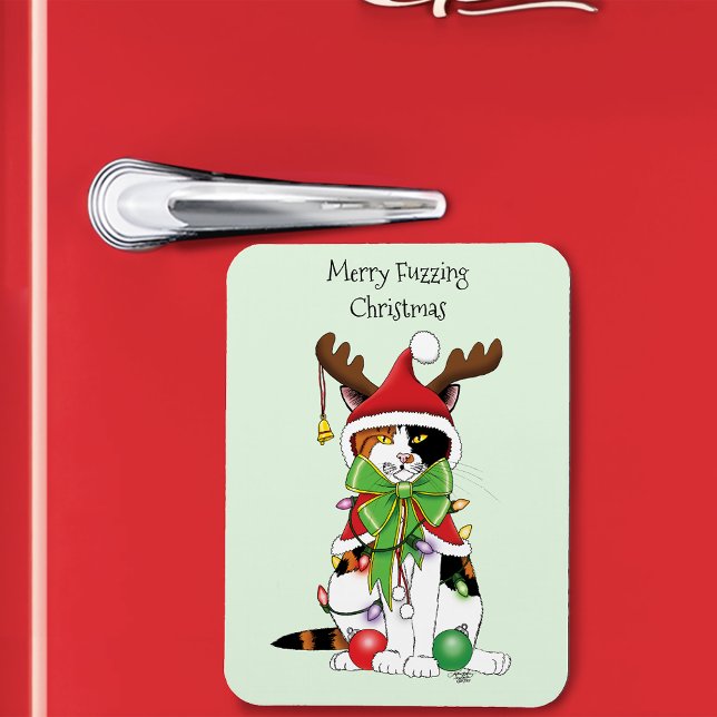 Funny Christmas Calico Cat Magnet (Von Creator hochgeladen)