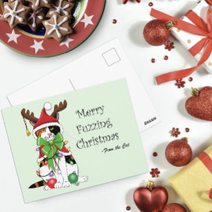 Funny Christmas Calico Cat Postkarte