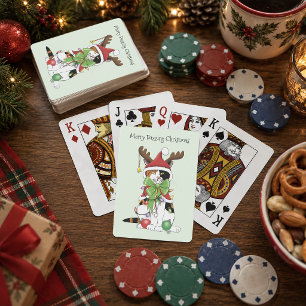 Funny Christmas Calico Cat Spielkarten