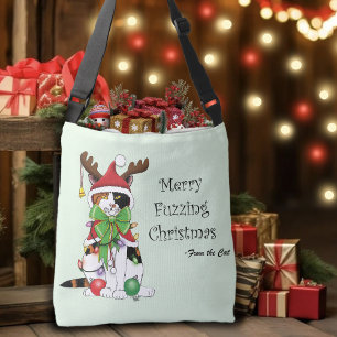 Funny Christmas Calico Cat Tragetaschen Mit Langen Trägern