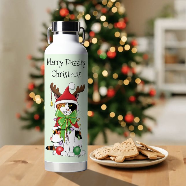 Funny Christmas Calico Cat Trinkflasche (Von Creator hochgeladen)
