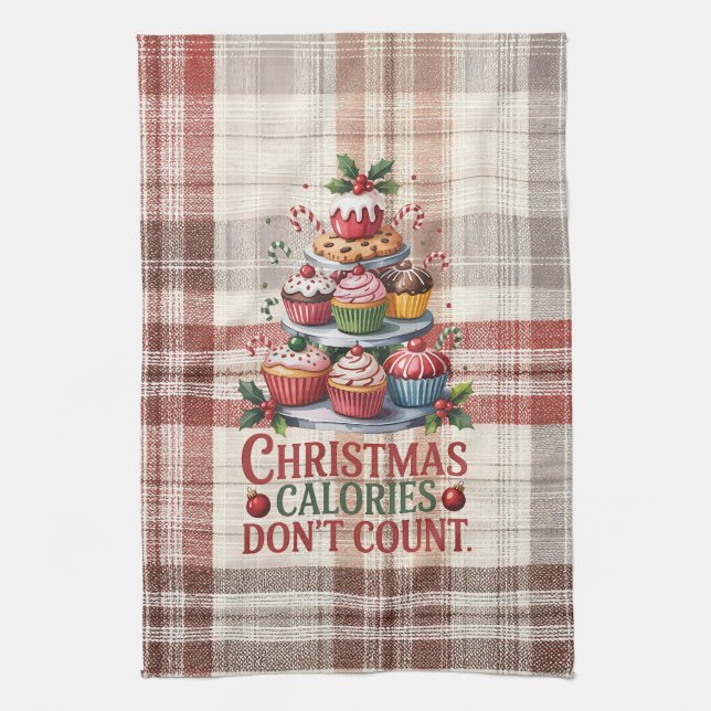 Funny Christmas Calories Don't Count Kitchen Towel Geschirrtuch (Vertikal)