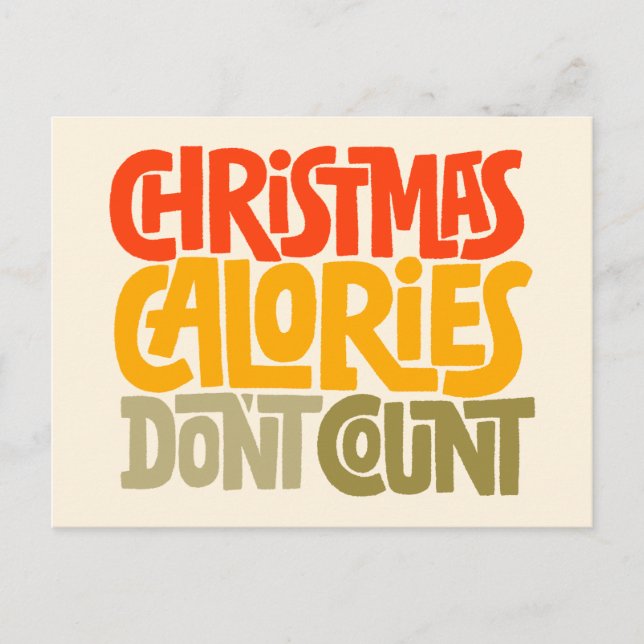 Funny Christmas Calories zählen Design nicht Postkarte (Vorderseite)