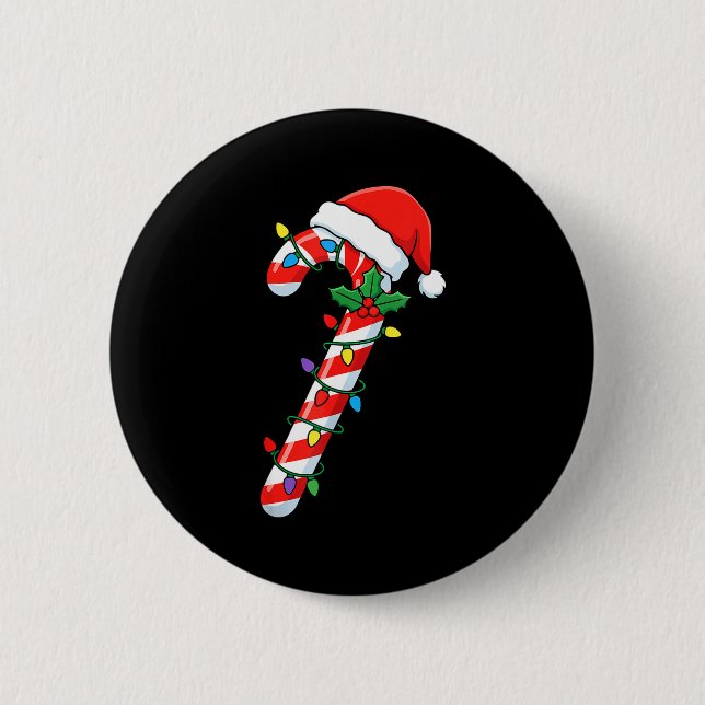 Funny Christmas Candy Canes Santa Xmas Kids Men Wo Button (Vorderseite)