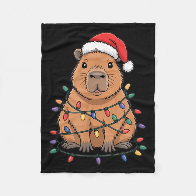 Funny Christmas Capybara Cute Cartoon Desing  Fleecedecke (Vorderseite)