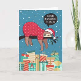 Funny Christmas Card - Der Sloth Santa Feiertagskarte