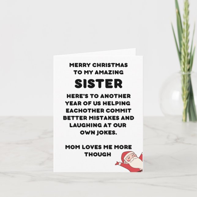 Funny Christmas Card für Sister Karte (Vorderseite)