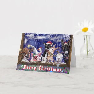 Funny Christmas Card Happy Farm Party Karte