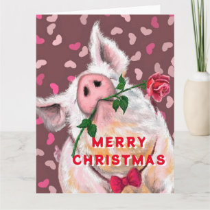 Funny Christmas Card mit Gentleman Pig Karte