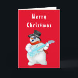 Funny Christmas Card Musical Snowman mit Gitarre Karte<br><div class="desc">Funny Christmas Cards mit Snowman Rock Music Gitarre Player MIGNED Painting Design - Anpassbar - oder Wählen Sie Ihre Kartenfarbe / oder Text !</div>