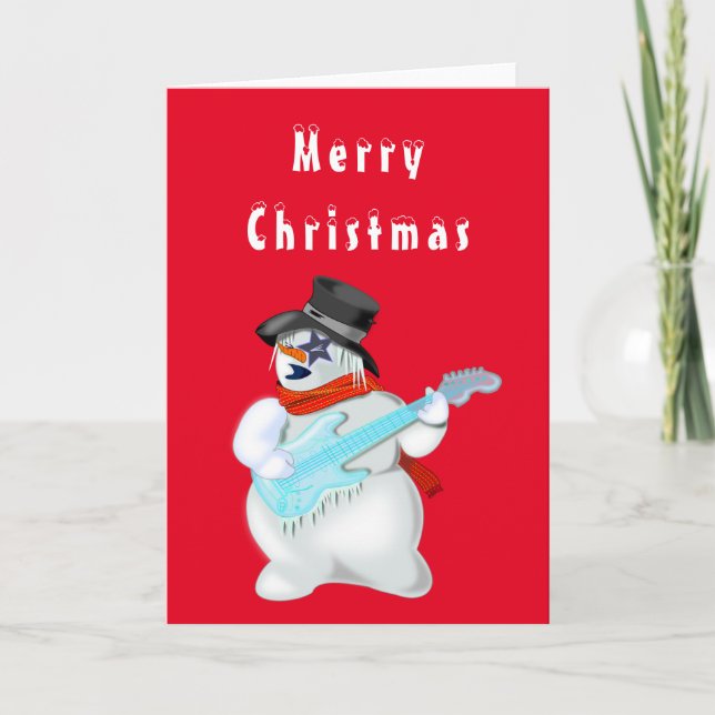 Funny Christmas Card Musical Snowman mit Gitarre Karte (Vorderseite)