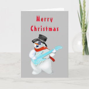 Funny Christmas Card Snowman Gitarrist Karte
