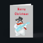 Funny Christmas Card Snowman Gitarrist Karte<br><div class="desc">Funny Christmas Cards Snowman Guitar Player Rock Music - MIGNED Painting - Anpassbar - oder Wählen Sie Ihre Lieblingskartenfarben / oder fügen Sie Text!</div>