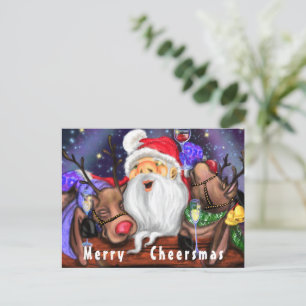 Funny Christmas Cards Happy Santa und Rentiers Postkarte
