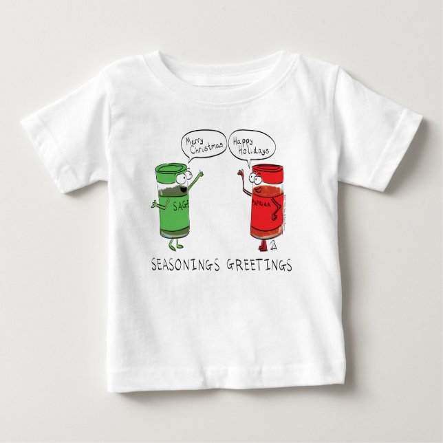 Funny Christmas Cartoon Cooking Gewürze Baby T-shirt (Vorderseite)