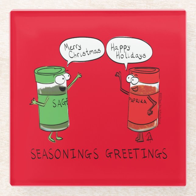 Funny Christmas Cartoon Cooking Gewürze Glasuntersetzer (Vorderseite)