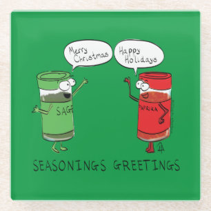 Funny Christmas Cartoon Cooking Gewürze Glasuntersetzer