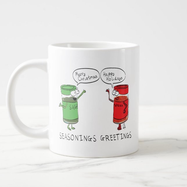 Funny Christmas Cartoon Cooking Gewürze Jumbo-Tasse (Links)