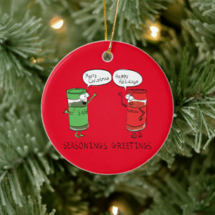 Funny Christmas Cartoon Cooking Gewürze Keramik Ornament