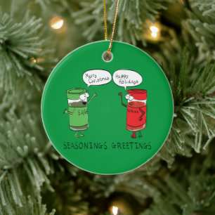 Funny Christmas Cartoon Cooking Gewürze Keramik Ornament