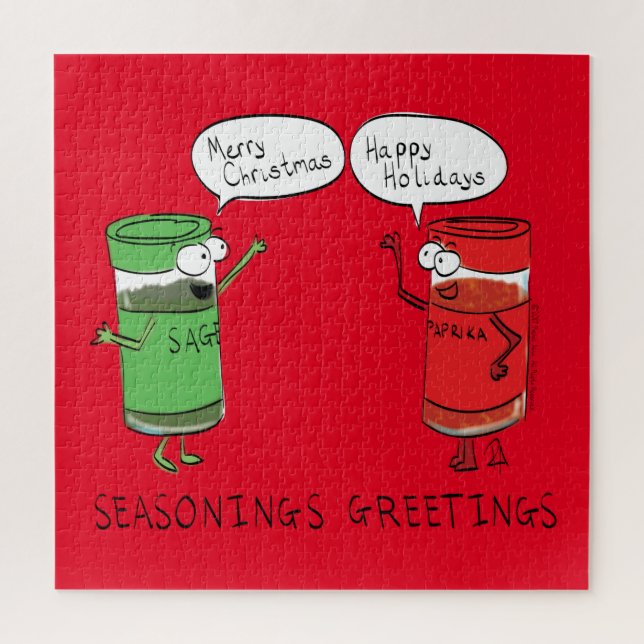 Funny Christmas Cartoon Cooking Gewürze Puzzle (Vertikal)