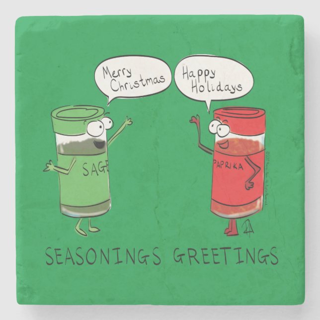 Funny Christmas Cartoon Cooking Gewürze Steinuntersetzer (Vorderseite)