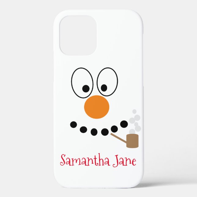 Funny Christmas Cartoon Snowman Face Case-Mate iPhone Hülle (Rückseite)