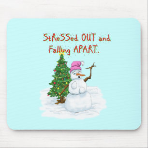 Funny Christmas Cartoon von Lady Snowman Mousepad