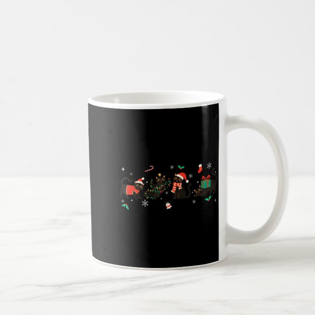 Funny Christmas Cat Black Cat Xmas Light Pajama Me Kaffeetasse (Rechts)