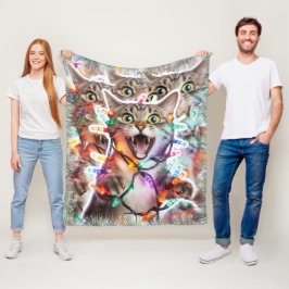 Funny Christmas Cat Blanket - Gemütlicher Throw Fleecedecke