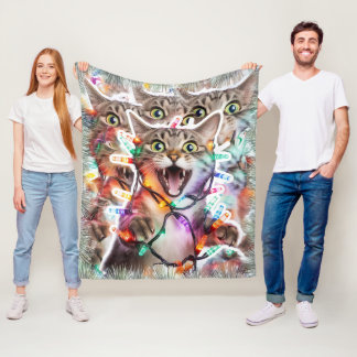Funny Christmas Cat Blanket - Gemütlicher Throw Fleecedecke