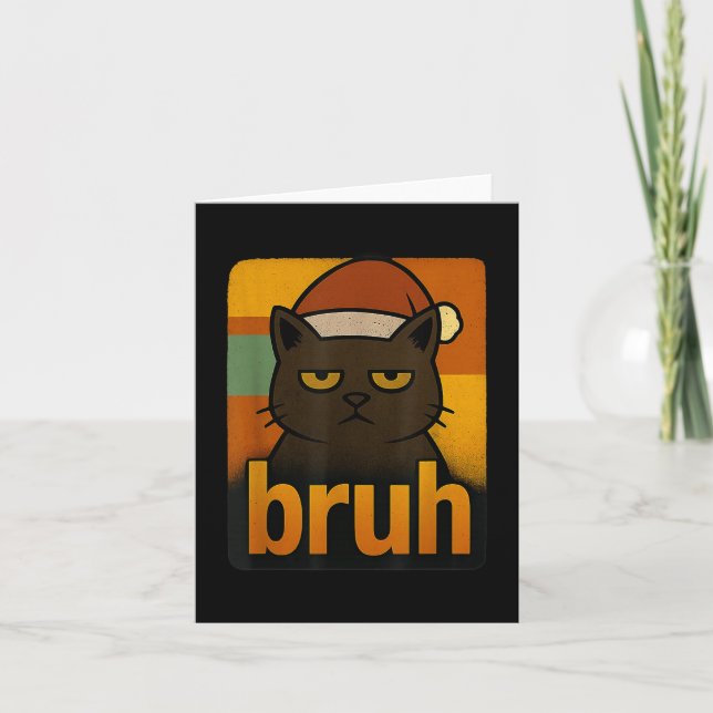 Funny Christmas Cat Bruh Meme Cool Karte (Vorderseite)