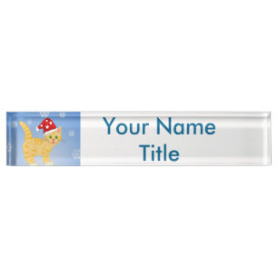 Funny Christmas Cat Custom Desk Name Plate Namensplakette