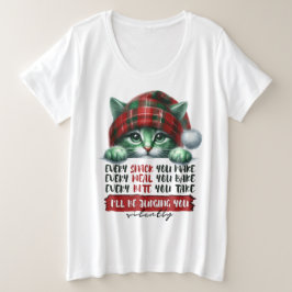 Funny Christmas Cat, die dich leise beurteilt Große Größe T-Shirt