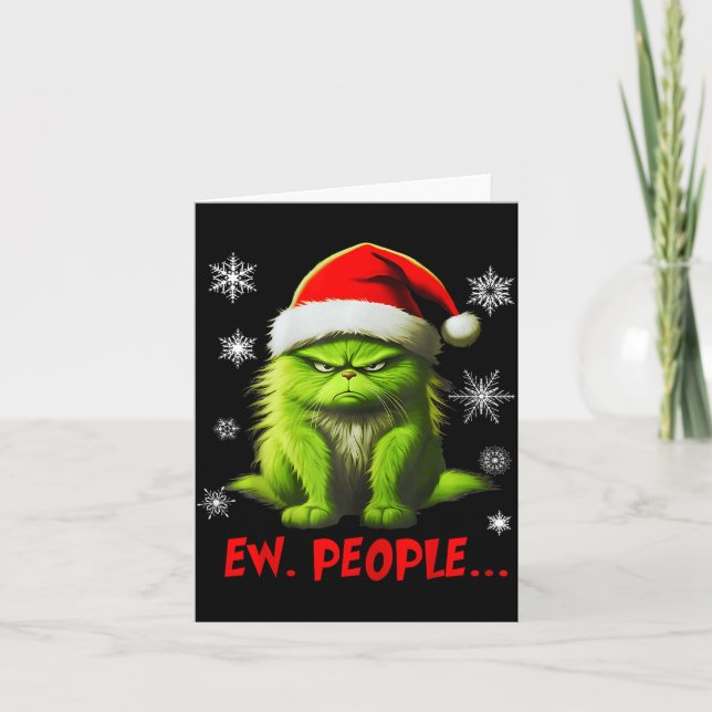 Funny Christmas Cat Ew People Meowy Cat Lovers Men Karte (Vorderseite)