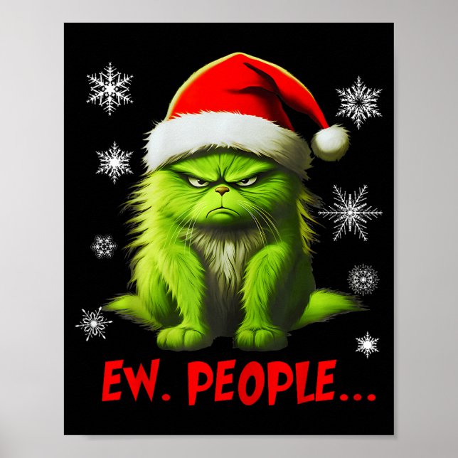 Funny Christmas Cat Ew People Meowy Cat Lovers Men Poster (Vorne)