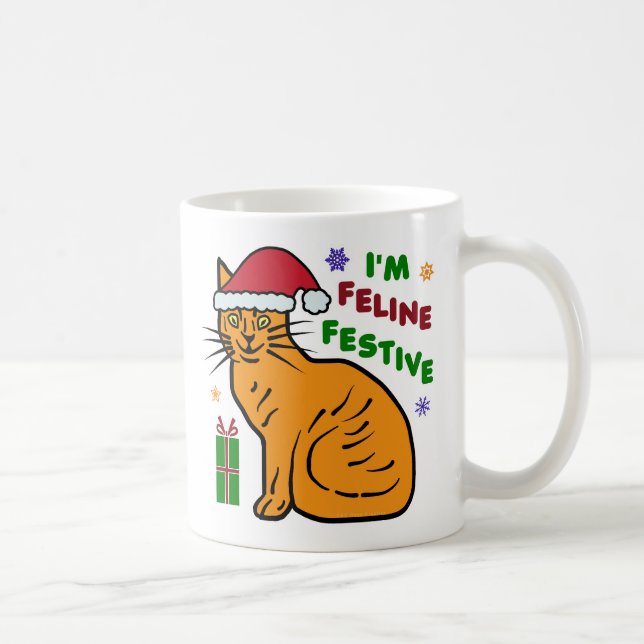 Funny Christmas Cat Feline Festive Holiday Pub Tasse (Rechts)