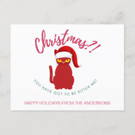 Funny Christmas Cat Illustration Postkarte